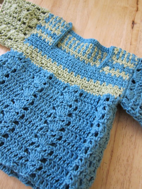 blue & green baby sweater