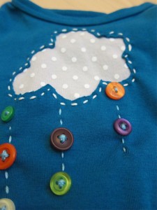 Rain cloud onesie detail