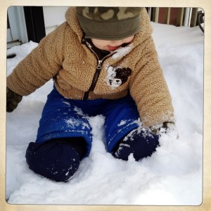 Sam digging in snow