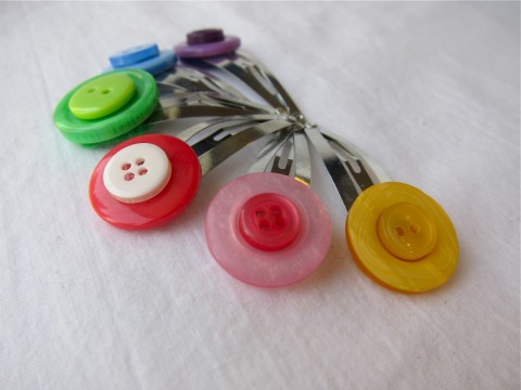 Rainbow Button Hair Clip by Bubblegum Sass