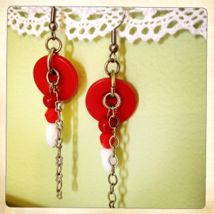 Red button earrings by Bubblegum Sass