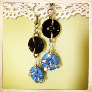Blue button earrings by Bubblegum Sass