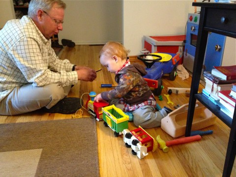 Sam playing with Grandpa