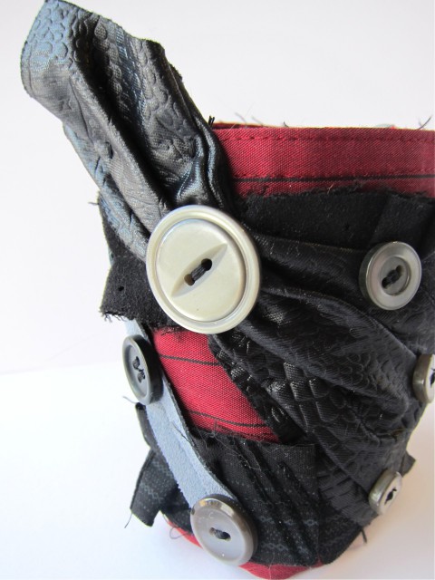 Glam Rock Upcycled Cuff Bracelet by Bubblegum Sass, Red