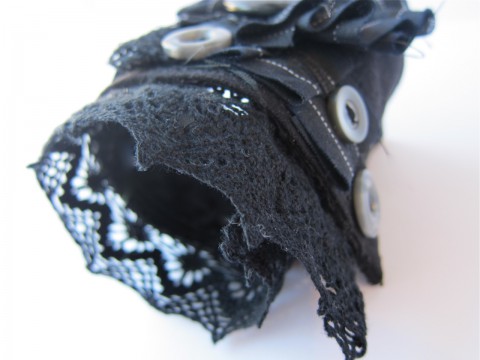Gothic Upcycled Cuff Bracelet by Bubblegum Sass, All Black