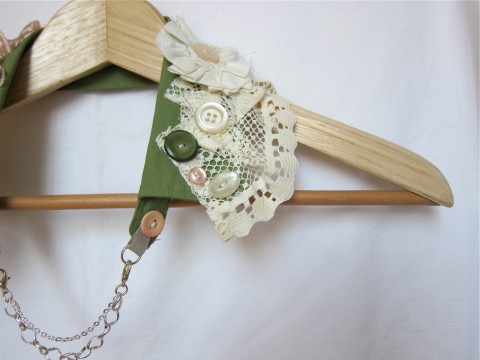 Shabby Chic Upcycled Collar by Bubblegum Sass, Olive Green