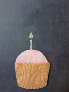 Felt cupcake with chalk candle