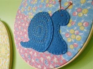 Snail embroidery hoop