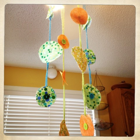 Birthday fabric mobile