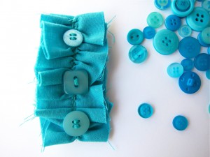 Turquoise Ruffle Button Brooch by Bubblegum Sass