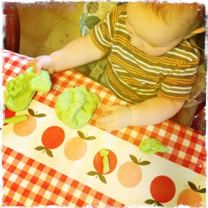 Sam playing with homemade play dough