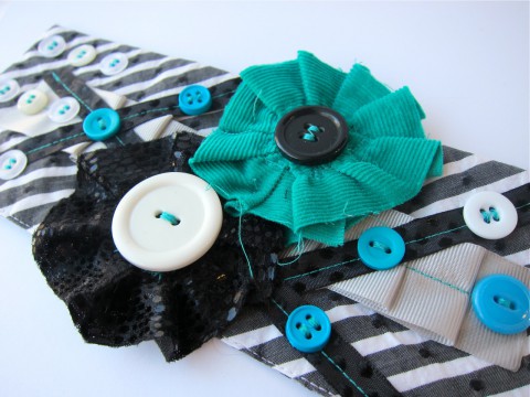 Glam Rock Upcycled Cuff Bracelet by Bubblegum Sass, Aqua