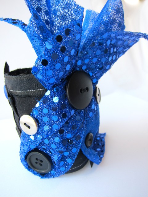 Glam Rock Upcycled Cuff Bracelet by Bubblegum Sass, Blue