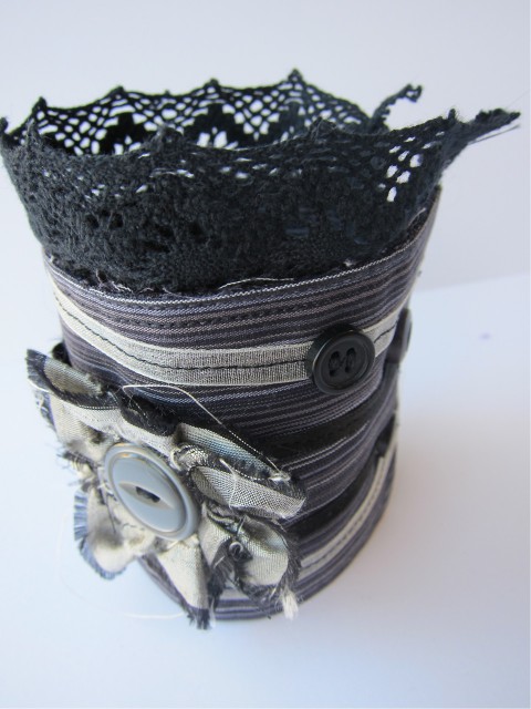 Gothic Upcycled Cuff Bracelet by Bubblegum Sass, Charcoal