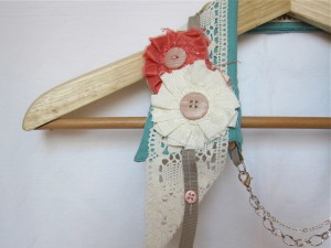 Shabby Chic Upcycled Collar by Bubblegum Sass, Sea Foam Green