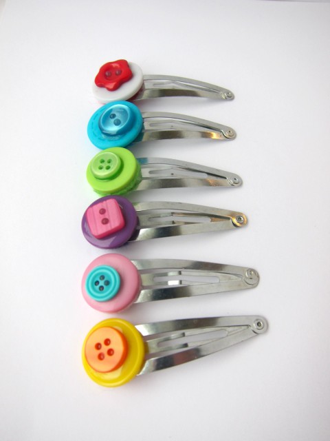 Button Hair Clip Set of Six