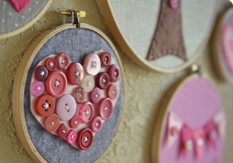 Valentine's Button Embroidery Hoop
