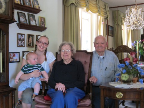 Sam with Great Grandma and Grandpa Springer