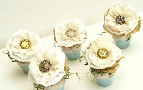 Button flower pots by Flamingo Toes