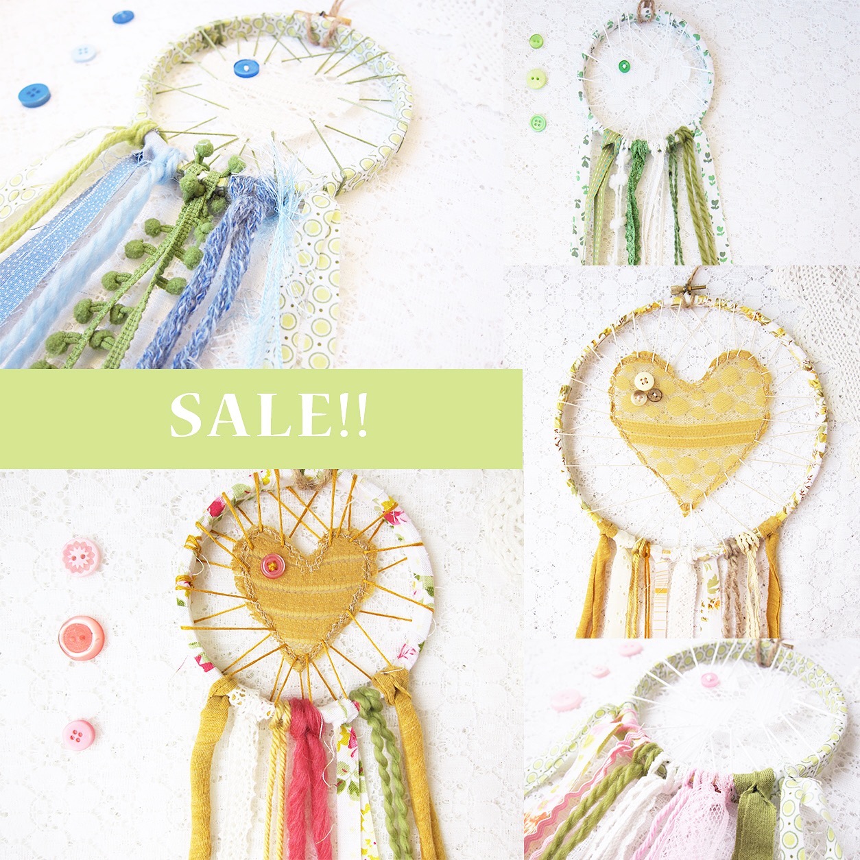 Bubblegum Sass Etsy shop Love Catcher sale ~ Lace Dreamcatchers for little ones